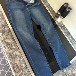 Blue Skinny Jeans with Faded Details